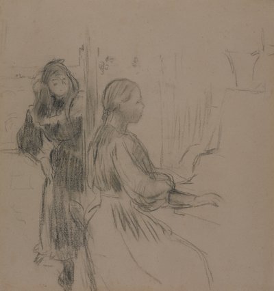 研究1893年的La Musique（纸上的木炭） 作者 贝特·莫里索（Berthe Morisot）