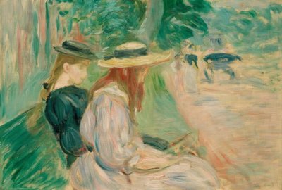 在Bois de Boulogne的长凳上 作者 贝特·莫里索（Berthe Morisot）