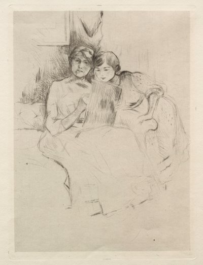 绘画课（贝尔特-莫里索与女儿一起绘画） 作者 贝特·莫里索（Berthe Morisot）