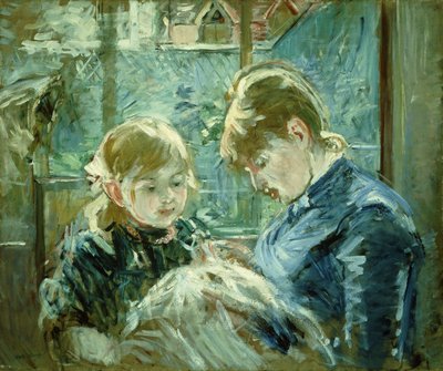 裁缝课； Le Lecon de Couture，1884年 作者 贝特·莫里索（Berthe Morisot）