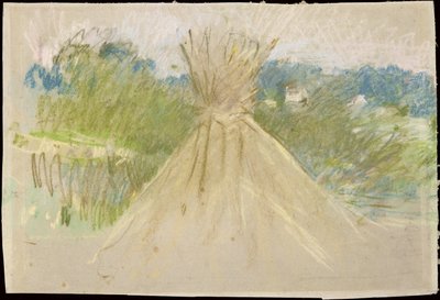 小干草堆，1882年（纸上粉彩） 作者 贝特·莫里索（Berthe Morisot）
