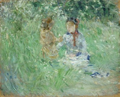 Bougival草地上的女人和孩子》，1882年 作者 贝特·莫里索（Berthe Morisot）