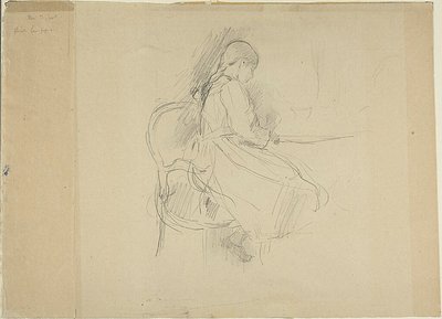 坐在桌边的年轻女孩 作者 贝特·莫里索（Berthe Morisot）