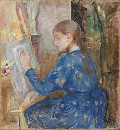 年轻女孩写作；少女写作，1891年 作者 贝特·莫里索（Berthe Morisot）