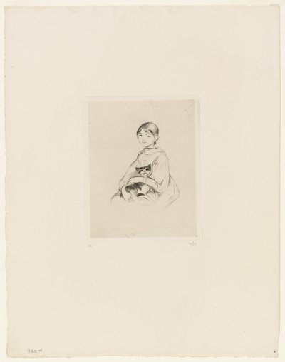 养猫的年轻女孩 作者 贝特·莫里索（Berthe Morisot）