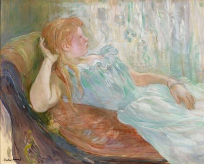 沙发上的年轻女子 作者 贝特·莫里索（Berthe Morisot）