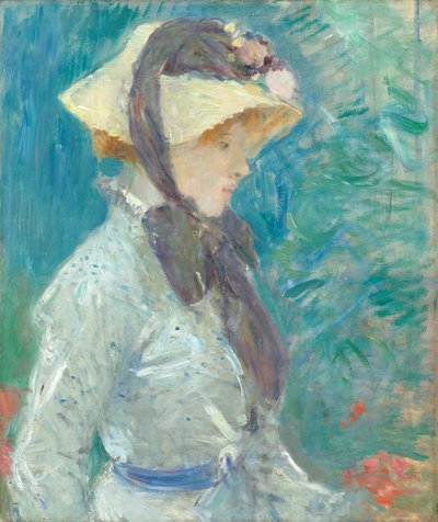 戴草帽的年轻女子 作者 贝特·莫里索（Berthe Morisot）