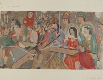 十字架第9站：耶稣第三次跌倒，约1936年。 作者 比拉·布拉德利