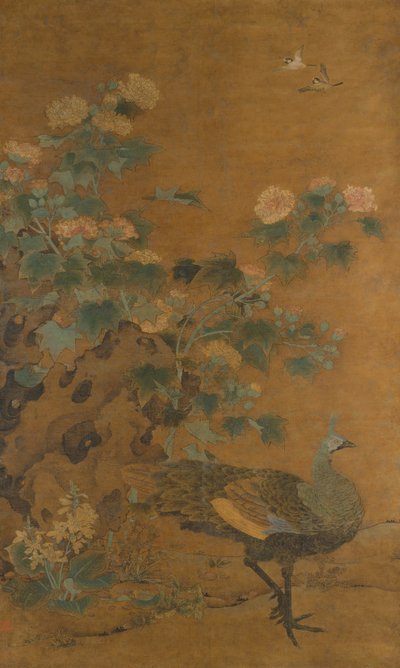 孔雀和荷花，14世纪中期。 作者 边路