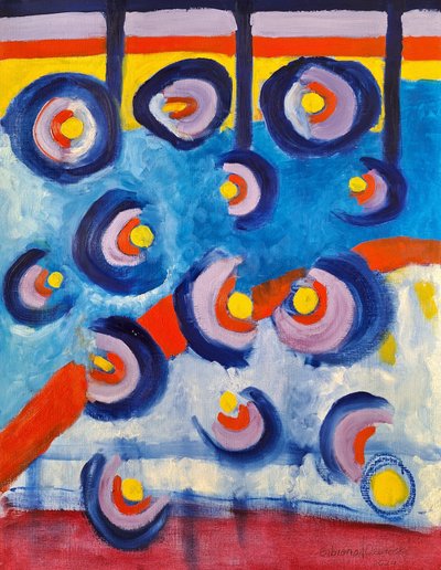 无人机或蝴蝶，2024 年（卡片油画） 作者 