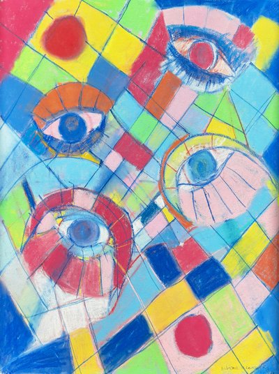 凝视 1，2024 年（卡片上的粉彩画） 作者 Bibiana Ulanosky