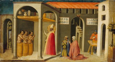 圣尼古拉斯复兴了三个年轻人，1433-35。 作者 比奇·迪·洛伦佐（Bicci di Lorenzo）