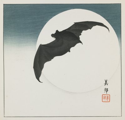 蝙蝠与月亮，20 世纪初 作者 Biho Takashi or Takahashi (b. 1873. fl 1890 1930)
