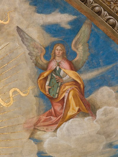 Apse, Catino Apse, Boccaccio Boccacino, Pantocrator among Saints Marcellino, Imerio, Omobono, Peter Exorcist, Detail Angel right 作者 Boccaccio Boccaccino