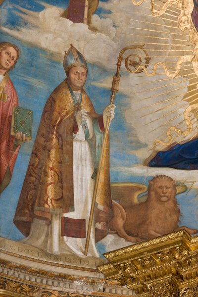 Apse, Catino Apse, Boccaccio Boccacino, Pantocrator among Saints Marcellino, Imerio, Omobono, Peter Exorcist, Detail of St Imerio 作者 Boccaccio Boccaccino