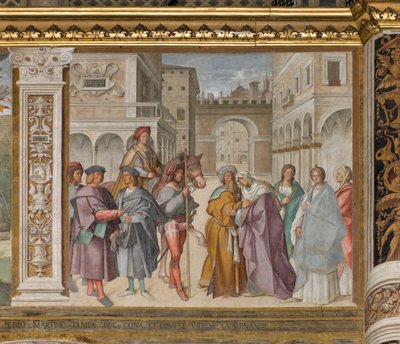 中央大殿，北侧第一跨度，圣约阿希姆和圣安娜在Aurea门的会面，Boccaccio Boccaccino 1514-15 作者 Boccaccio Boccaccino