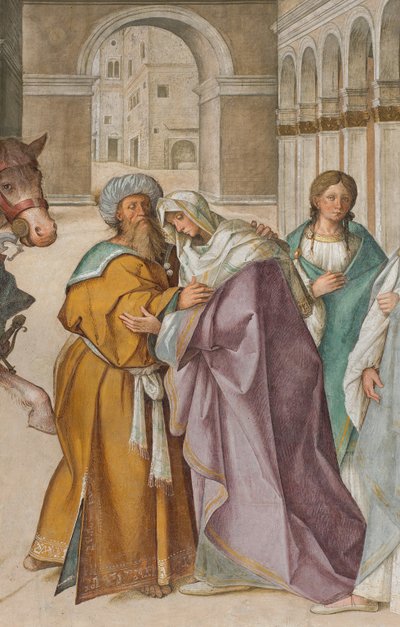 中央大殿，北侧第一跨度，圣约阿希姆和圣安娜在Aurea门的会面，Boccaccio Boccaccino 1514-15，细节 作者 Boccaccio Boccaccino