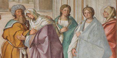 中央大殿，北侧第一跨度，圣约阿希姆和圣安娜在Aurea门的会面，Boccaccio Boccaccino 1514-15，细节 作者 Boccaccio Boccaccino