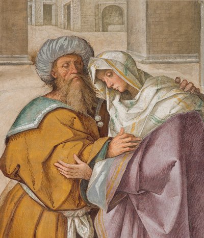 中央大殿，北侧第一跨度，圣约阿希姆和圣安娜在Aurea门的会面，Boccaccio Boccaccino 1514-15，细节 作者 Boccaccio Boccaccino