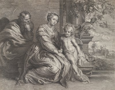 带着鹦鹉的神圣家族，约1625-59年。 作者 Boetius Adams Bolswert