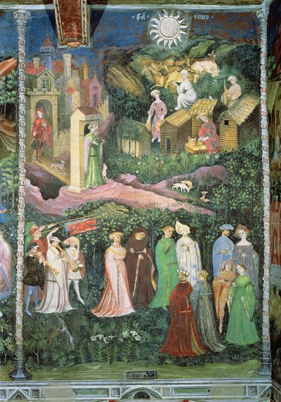 六月，c.1400（壁画） 作者 波希米亚派