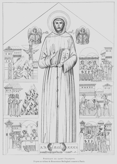 阿西西的圣方济各肖像（石版画 作者 Bonaventura Berlinghieri