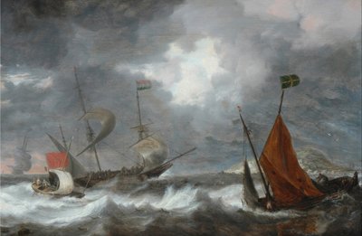 海上风暴与帆船 作者 Bonaventure I Peeters