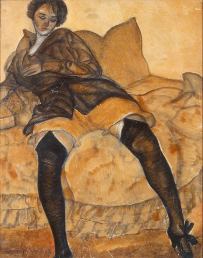 坐着的女人c。 1918年 作者 鲍里斯·德米特里耶维奇·格里戈里耶夫