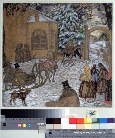 亚历山大-普希金（1799-1837 年）的小说《杜布罗夫斯基》插图。Boris Dmitryevich Grigoriev（1886-1939 年）的作品，纸上水彩、水粉、墨水和铅笔 作者 鲍里斯·德米特里耶维奇·格里戈里耶夫