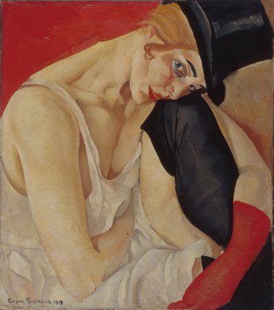 高顶礼帽女士，1919年 作者 鲍里斯·德米特里耶维奇·格里戈里耶夫