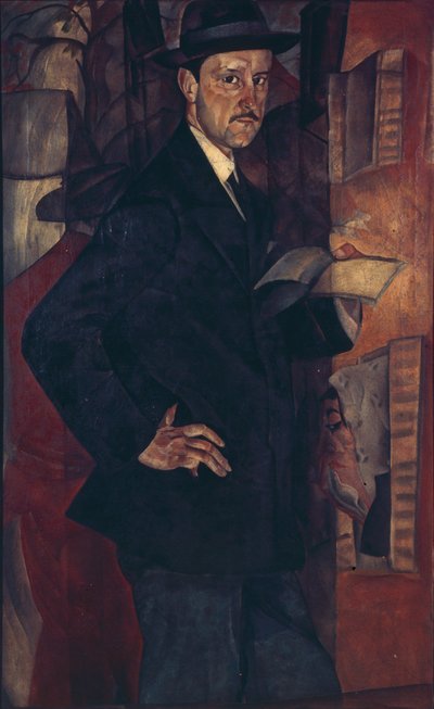 画家Mstislav Dobuzhinsky的肖像1875-1957，1917年 作者 鲍里斯·德米特里耶维奇·格里戈里耶夫