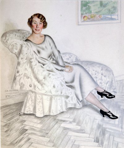 室内的女士》，1925年。 作者 鲍里斯·米哈伊洛维奇·库斯托季耶夫