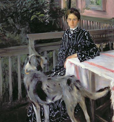 Yulia Yevstafievna Kustodieva（1880-1942）的肖像艺术家的妻子，1903年 作者 鲍里斯·米哈伊洛维奇·库斯托季耶夫