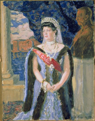 大公夫人玛丽亚帕夫洛夫娜的肖像，1911年 作者 Boris Mikhailovich Kustodiev