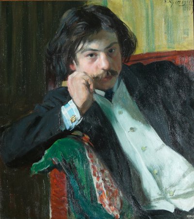 诗人扬科·拉夫林的画像1887年至1986年，1909年 作者 鲍里斯·米哈伊洛维奇·库斯托季耶夫