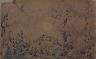 N. Rimsky-Korsakov的歌剧《雪少女》的舞台设计，1910年 作者 鲍里斯·米哈伊洛维奇·库斯托季耶夫
