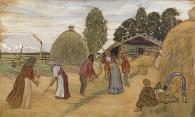 脱粒地板，1918年 作者 鲍里斯·米哈伊洛维奇·库斯托季耶夫