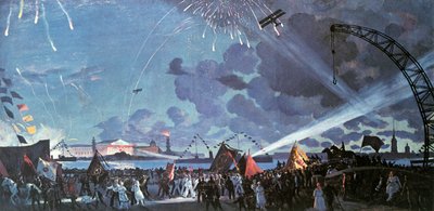 涅瓦河上的夜间庆典》，1923年。   作者 鲍里斯·米哈伊洛维奇·库斯托季耶夫