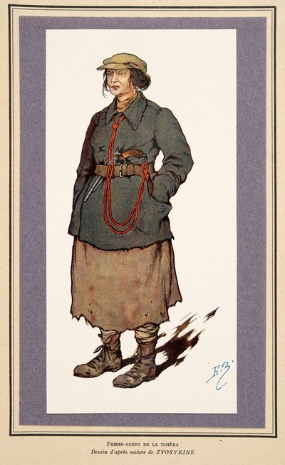 Female Secret Agent from Histoire des Soviets, pub. 1922 (colour litho) 作者 鲍里斯·瓦西里耶维奇·兹沃里金