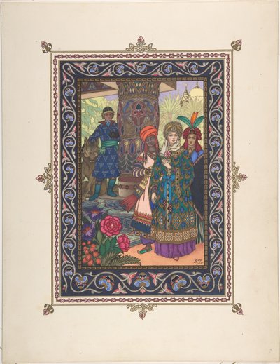 伊万·萨里维奇，火鸟和灰太狼的童话插图，c。 1925年 作者 鲍里斯·瓦西里耶维奇·兹沃里金