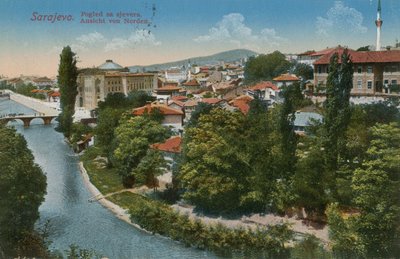 萨拉热窝 - 查看城市的北部。明信片于1913年寄出。 作者 波斯尼亚摄影师