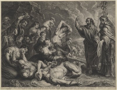 摩西和铜蛇 作者 Boëtius Adams Bolswert，根据彼得·保罗·鲁本斯爵士