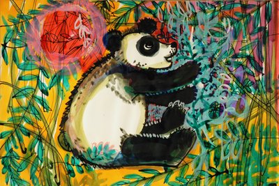 熊猫（亚克力海报色和彩色墨水） 作者 布伦达·布林·布克