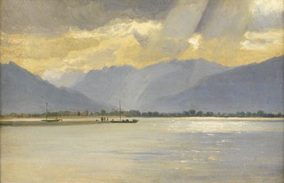 大陆湖（木板油画） 作者 英国学校