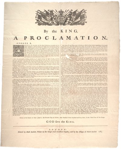 宣言，1763年 作者 英国学校