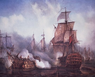 1805 年特拉法加海战（彩色石版印刷） 作者 英国学校