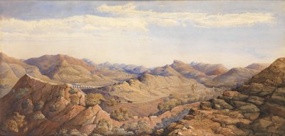 Bhore Ghaut，大印度半岛铁路，孟买（纸上水彩画） 作者 英国学校