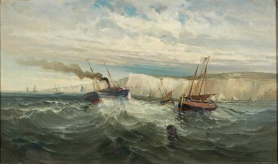 多佛白崖上的破浪（布面油画） 作者 英国学校