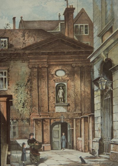 基督孤儿医院，伦敦纽盖特街，约 1885 年（彩色石版画） 作者 英国学校