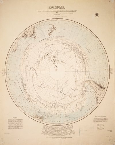 根据库克 1772-5 年、贝林斯豪森 1819-21 年......和沙克尔顿 1908-9 年的航行编制的南半球冰图 作者 英国学校